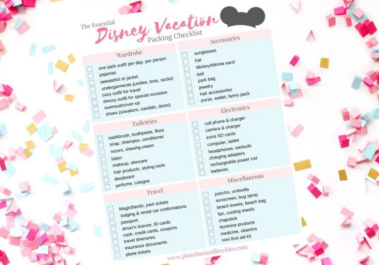 The Essential Disney Vacation Packing Checklist Free Printable