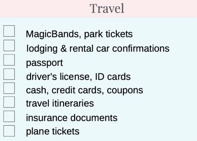 Travel Items for The Essential Disney Vacation Packing Checklist