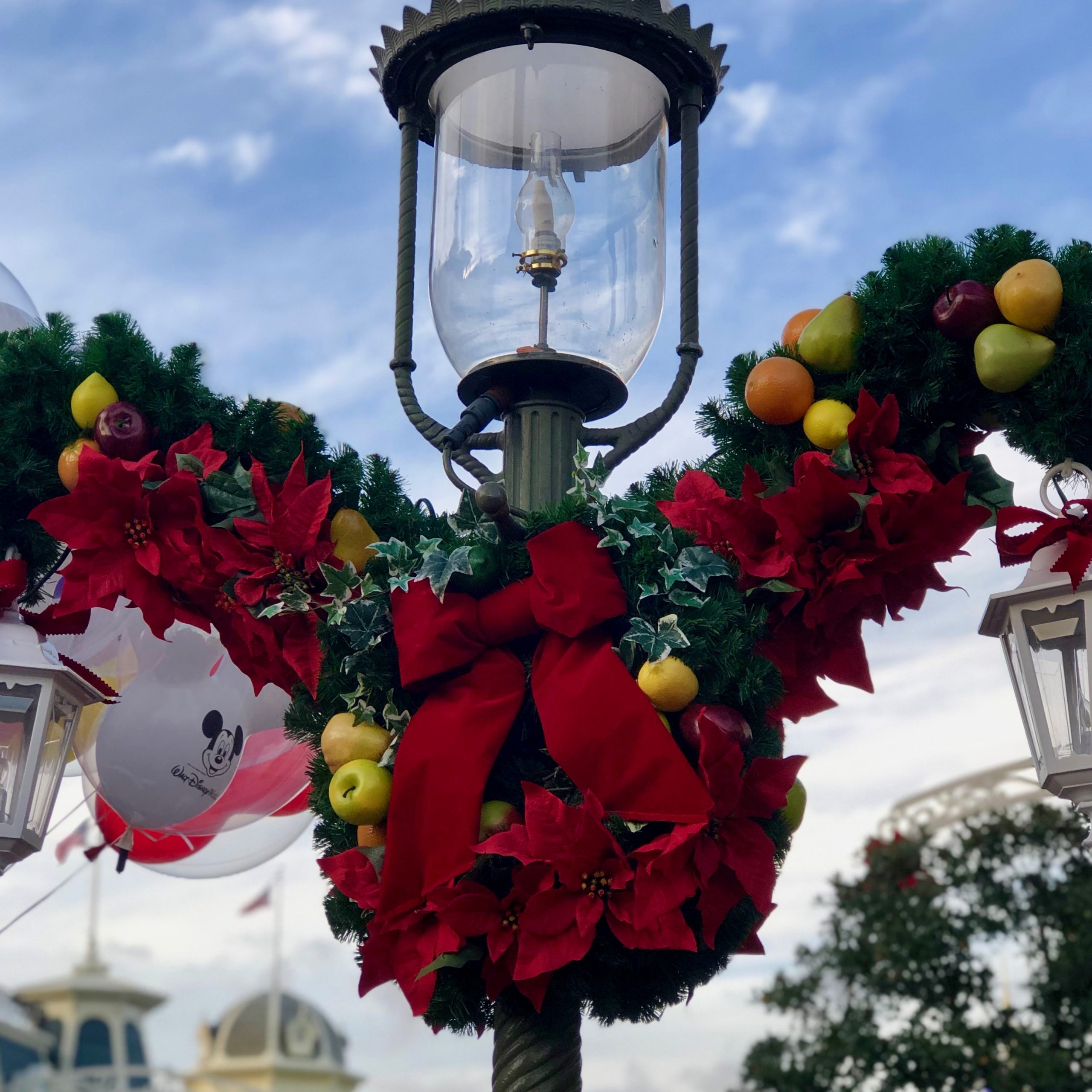 Mouse-Shaped Holiday Wreaths line Main Street, USA