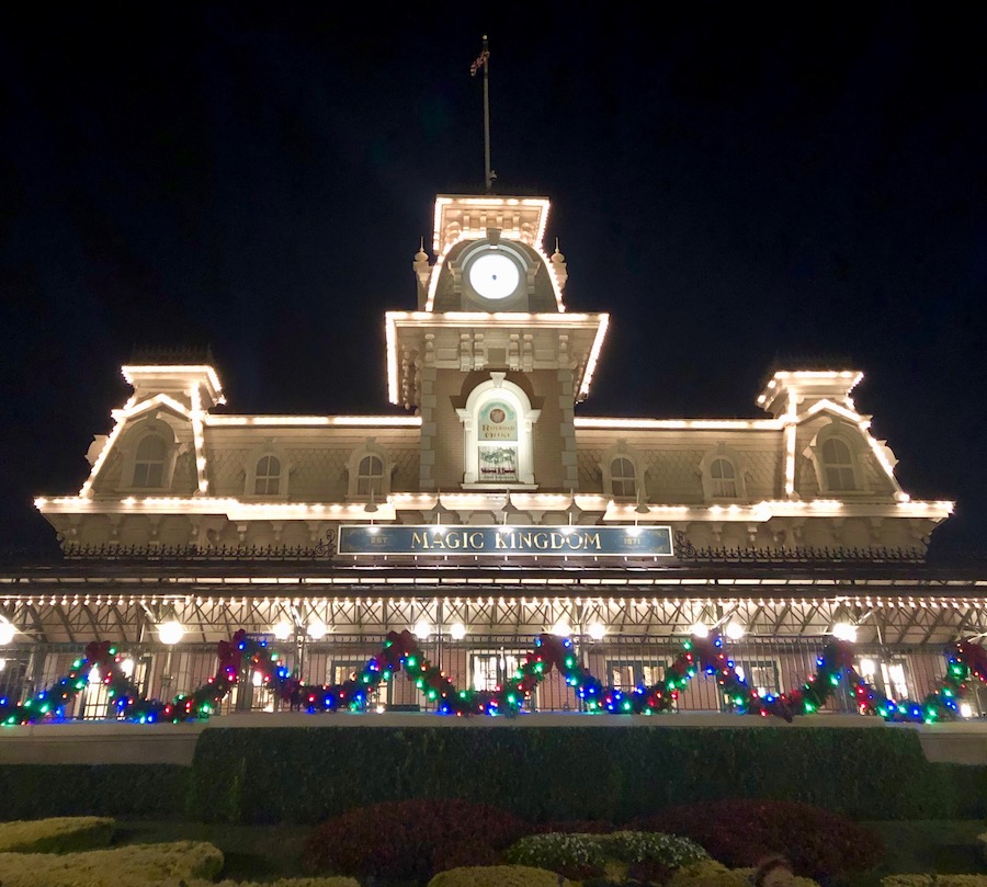 Magic Kingdom Train Station Decorated for Christmas