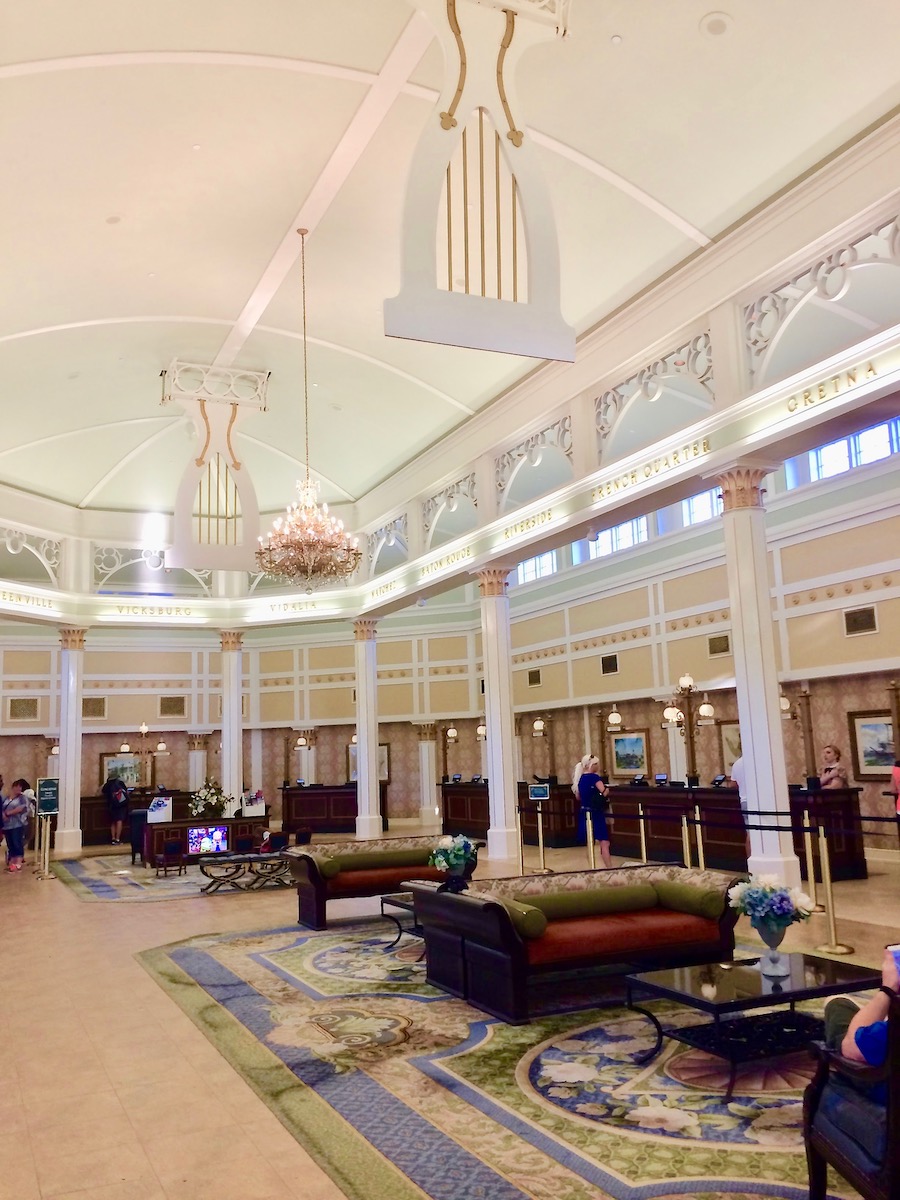 Lobby of Port Orleans Resort - Look at the giant ceiling fans!